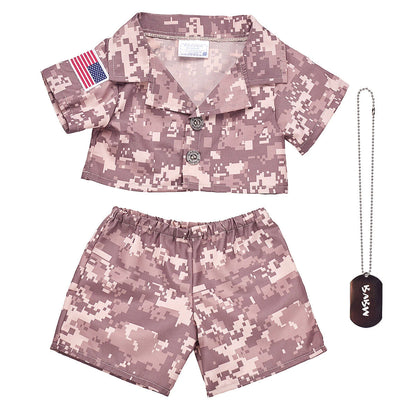 Khaki Digital Camo Uniform with USA Flag for Stuffed Animals | Build-A-Bear® - US 3270