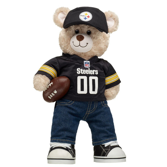 Pittsburgh Steelers Happy Hugs Teddy Bear Hat &amp; Football Set - US 7518