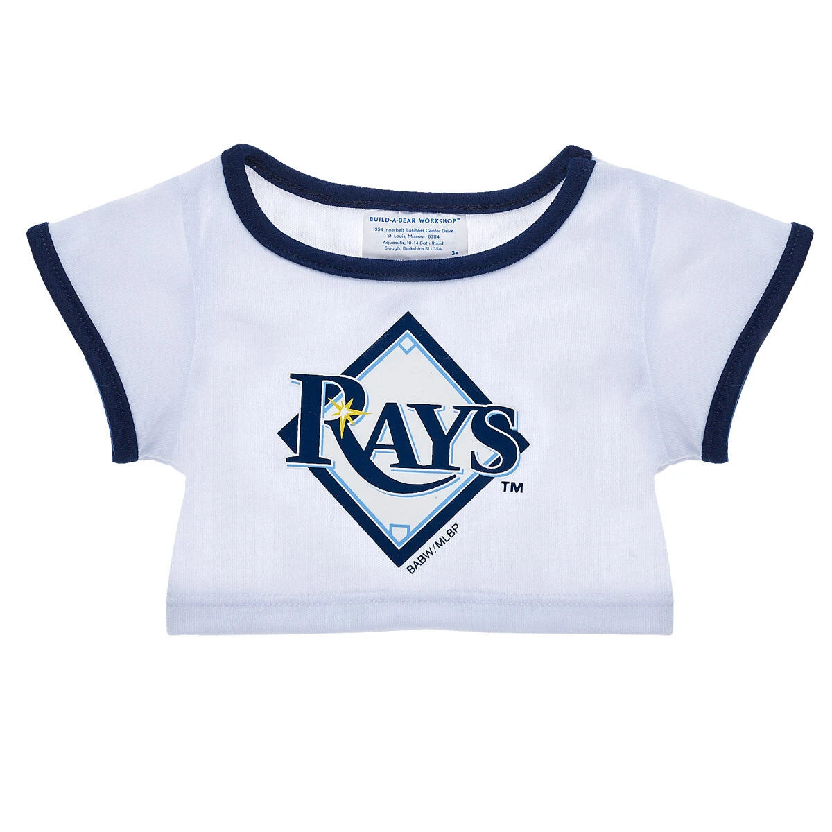 Tampa Bay Rays™ White &amp; Blue Ringer T-Shirt for Stuffed Animals | Build-A-Bear® - US 6860