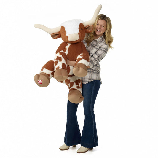 Giant Longhorn Cow Plush &amp; Red Gifting Bow | Build-A-Bear® - US 4345
