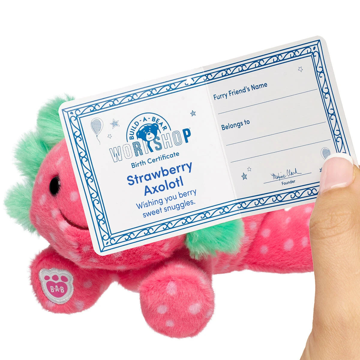 Build-A-Bear Mini Beans Strawberry Axolotl Stuffed | BAB - US 9358